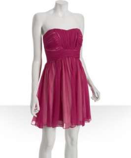 Laila magenta textured chiffon strapless dress  BLUEFLY up to 70% off 