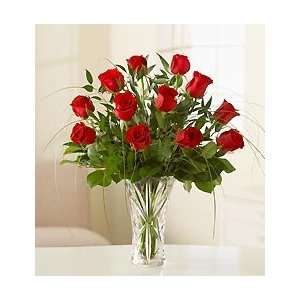 Flowers by 1800Flowers   Rose Elegance in Lenox Crystal Vase   Red