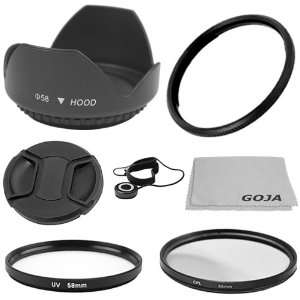   Lens Hood + Lens Cap with Cap Keeper + 1 Ultra Fine GOJA Microfiber