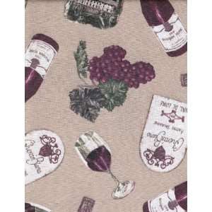 Printed Linen Fabric Tablecloth 70 Round, Chenin Blanc (Medium Brown 