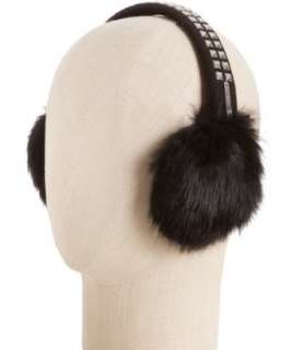 MICHAEL Michael Kors black wool blend rabbit fur studded earmuffs 