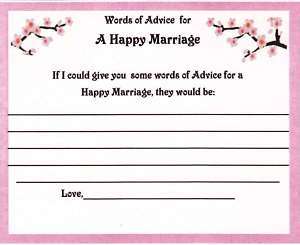 Cherry Blossom Wedding Words of Advice Cards  