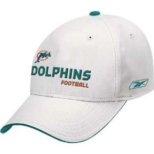  Reebok Miami Dolphins White Adjustable Hat: Sports 