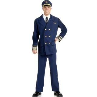 C393 Mens Navy Airline Pilot Uniform Halloween Fancy Dress Costume 