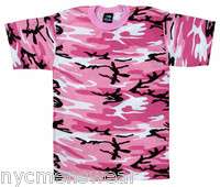 WOMENS PINK CAMO T SHIRT DURABLE ARMY TOP  