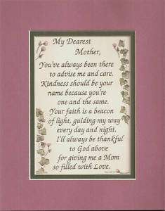 Kindness MOTHERs Moms LOVE FAITH poems verses plaques  