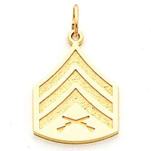    3/4in US Marine Corps Sgt Pendant   10k Yellow Gold Jewelry