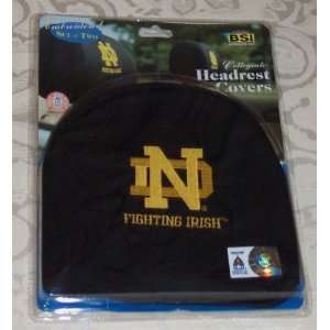 NCAA NOTRE DAME Fighting Irish Logo Crest HEADREST COVERS for Cars or 