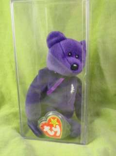 Rare Princess Diana Beanie Baby Bear Purple Made In China Red Star PE 