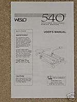 Weslo Rowing Machine Owners & Illustrated Part Manual  