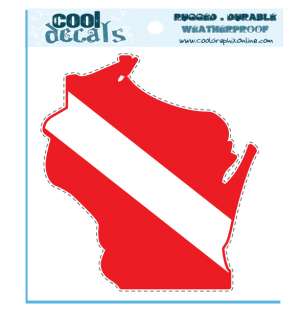 LOT OF 12 WISCONSIN State Dive Flag vinyl decals SCUBA  
