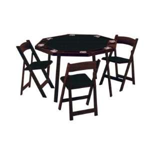  Mahogany Oak Folding Poker Table with Black Fabric