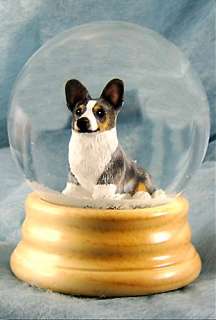 Welsh Corgi (Cardigan) Wood Carved Dog Water Globe. Home Decor Dog 