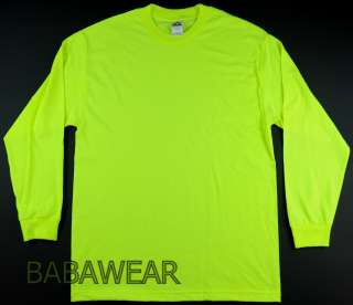   Visibility Neon Green Plain T Shirt Safety Long Sleeve BABA  