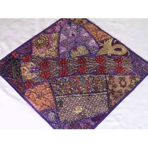  Purple Floor Decorative Moti Indian Pillow Euro Sham 26 