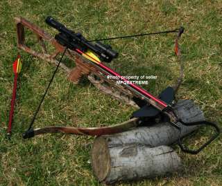 180LB CAMO HUNTING CROSSBOW +LASER+SCOPE+BOLTS+HEADS  