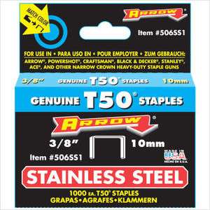   Fastener 3/8 Stainless Steel T50 Staples 506SS1 079055835387  