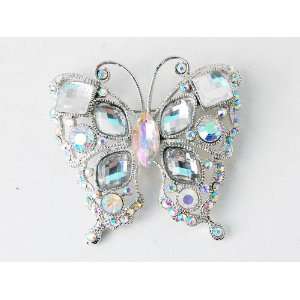   Stylish Clear Crystal Rhinestone Butterfly Costume Pin Brooch Jewelry
