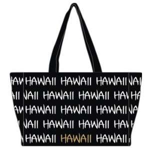  Hawaii Canvas Tote Bag Robin Ruth Black White Gold Large 