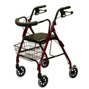  Rollator, Deluxe, Burgundy, 250 Lbs, Curved Health 