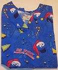 Scrub Top Shirt Medium Sesame Street Blue Cookie Monster Christmas 