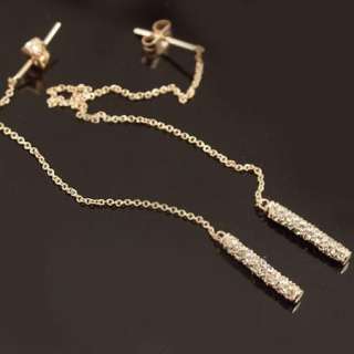 gold plated chain long shoulder duster swarovski crystal dangle 
