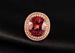 Pink Tourmaline & VS Diamond 9.55ctw  18K Rose Gold Engagement Halo 