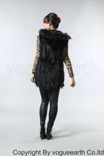 385 new real raccoon rabbit fur nature/black hood vest  