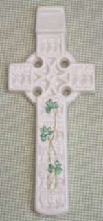 Irish Belleek Celtic Shamrock Wall Cross Made in Ireland  