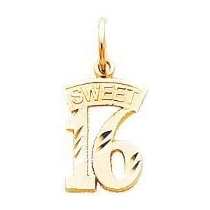  10K Gold Sweet 16 Charm Diamond Cut Jewelry