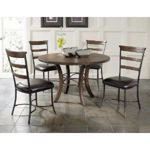   piece Round Wood Dining Set With Ladder Back Chairs