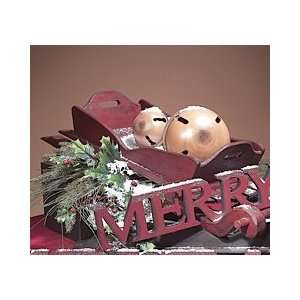  Holiday Sled and Sleigh Bells Christmas Ornaments Red Holiday Sled 